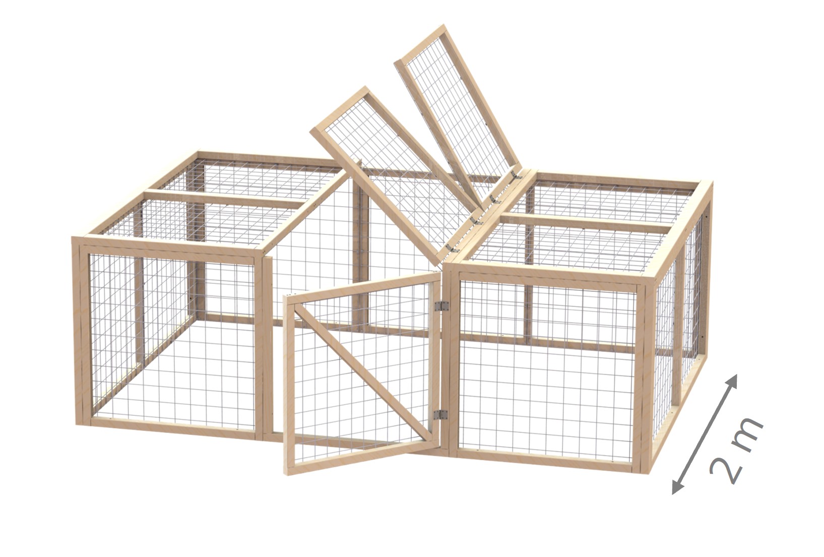 Auslauf / Stall  2m tief Gehege 2m Tief, 1m Hoch