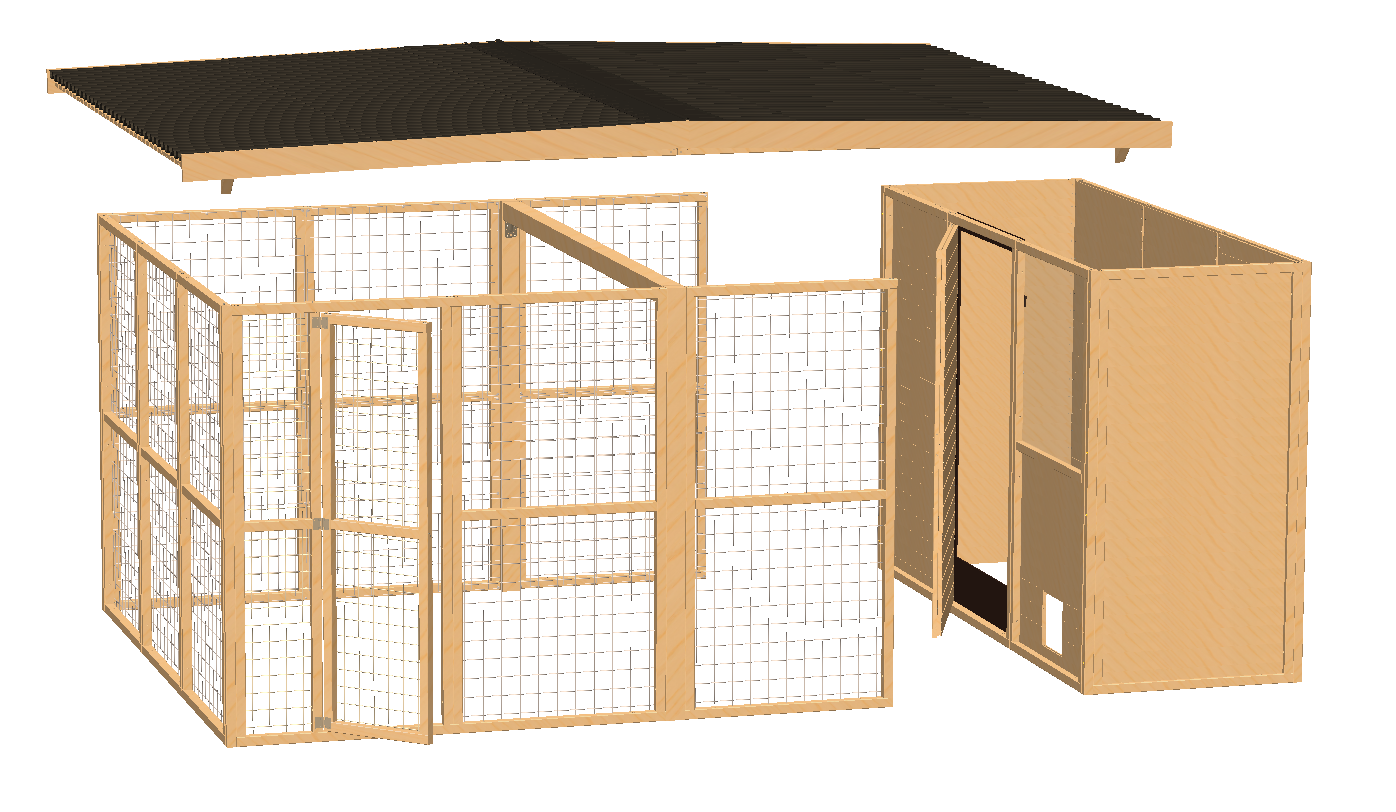 Gehege / Voliere mit Schutzhaus - Höhe 2m / Tiefe 3m