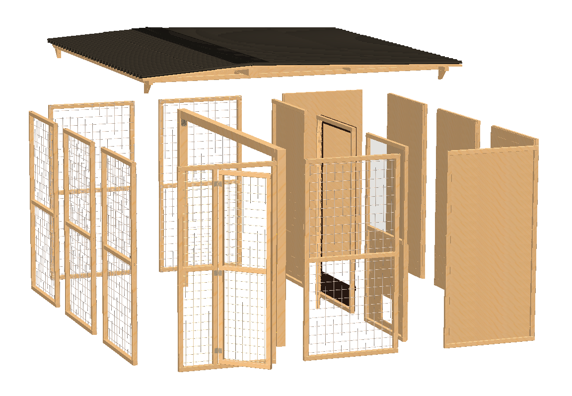 Gehege / Voliere mit Schutzhaus - Höhe 2m / Tiefe 3m